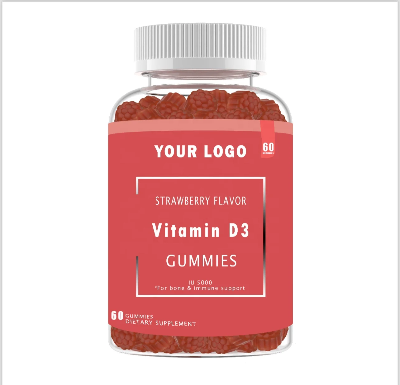 Immune Support 5000 Iu Vitamin D3 Gummies Dietary Nutritional Supplement for Strengthening Bones Teeth and Muscle