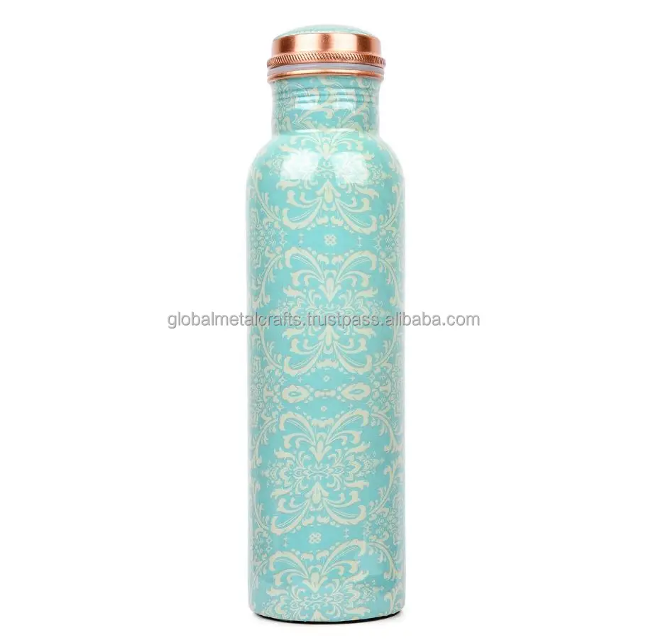 printed meena Pure Copper Water Bottle , Ayurveda herbal copper water bottle with health benefit,