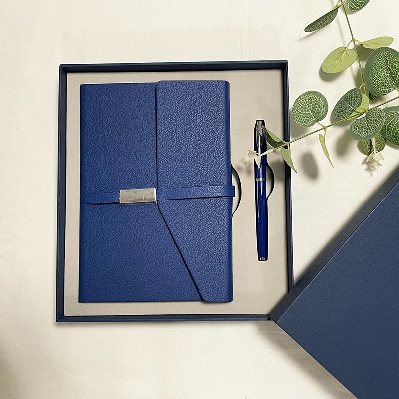 custom A5 PU leather notebooks hardcover customizable diari school planner diary journal notebook for business gift box set