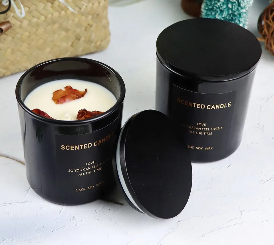 Scented candle fragrance aroma customized scented frosted glass cup candle with cork lid