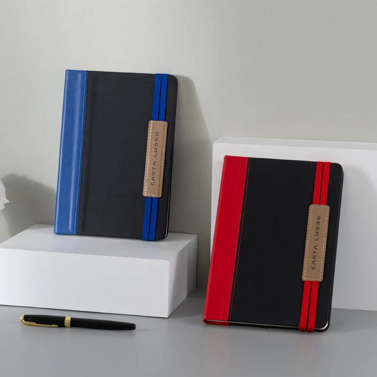 LABON Business Office Pu Leather Notebook Hardcover Elastic Band Journal With Ribbon