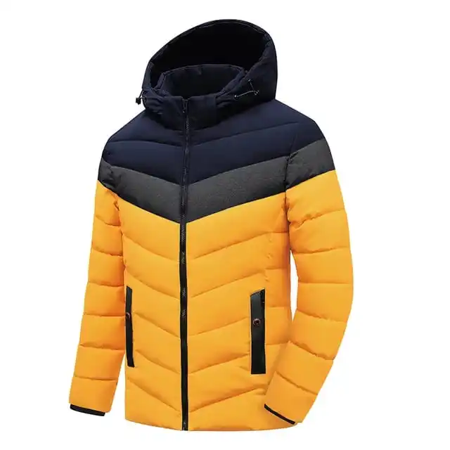 Hot Selling Custom Contrast Mens Plus Size Padded Coat Bubble Puffer Hooded Parka Jacket Warm Winter Men Jacket