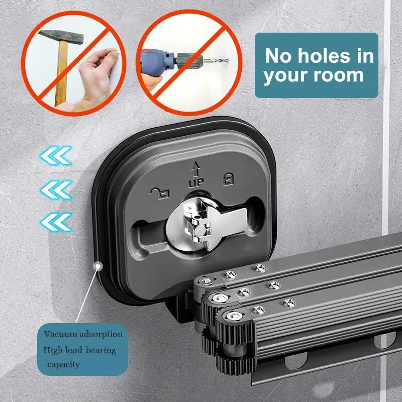 2023 Customized Clothes Foldable Drying Rack Sucked High Quality Automatic Suction Cup Dry And Aluminum Laundry Drying Rack