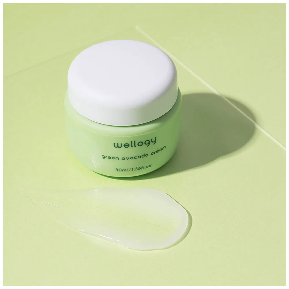 Korean Products made in korea WELLOGY GREEN AVOCADO CREAM Strengthens Skin Barrier Contains Vitamin C and Hyaluronic Acid