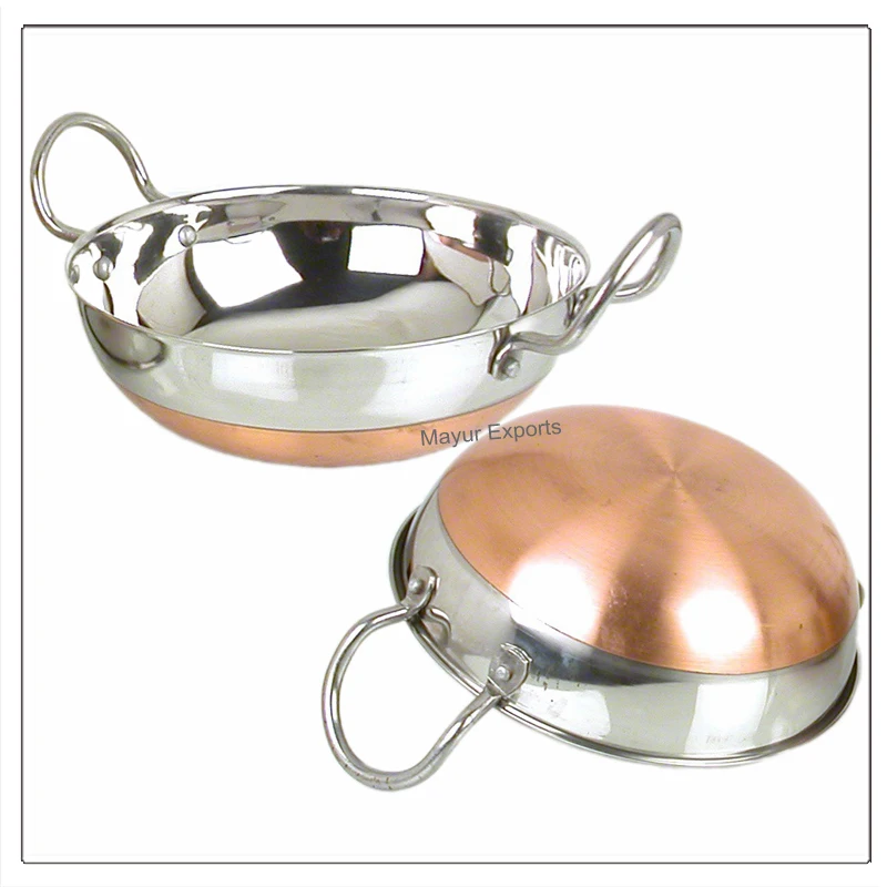 Stainless Steel Serving Dish with Copper base and handles