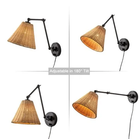 hot sale Handwoven Hanging Lamp Rattan Lampshade Pendant Light Chandelier Wicker Rattan Light Fixture Island Living Room