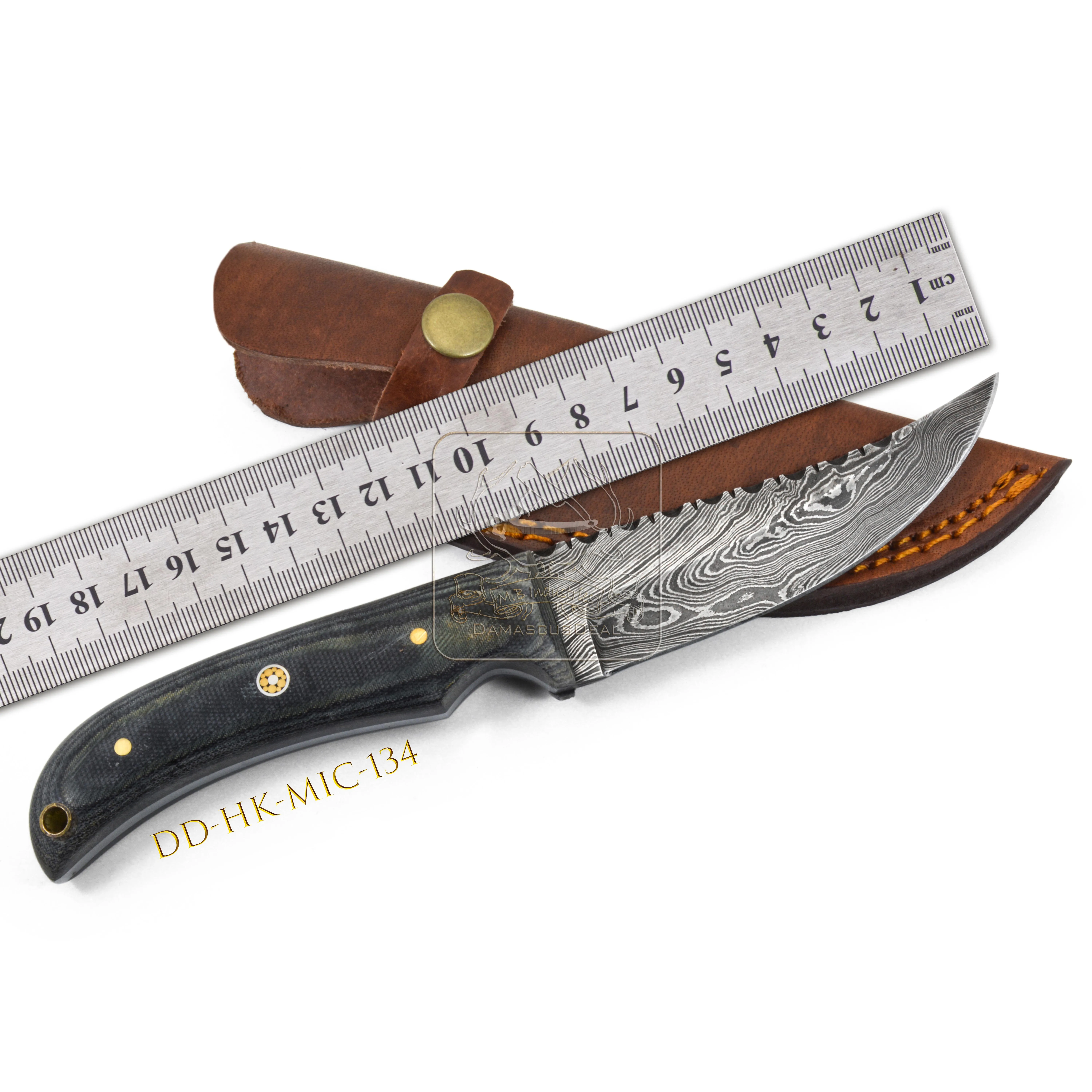 Hot Selling DD-HK-MIC-132 Outdoor Bushcraft Camping Survival Knife 192 Layer Damascus Steel Sword Micarta Handle Stainless