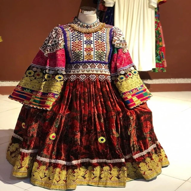 Unique Color Afghani Dress With Big Flair Arms Wholesale  Rate Made In Pakistan Ready To Wear