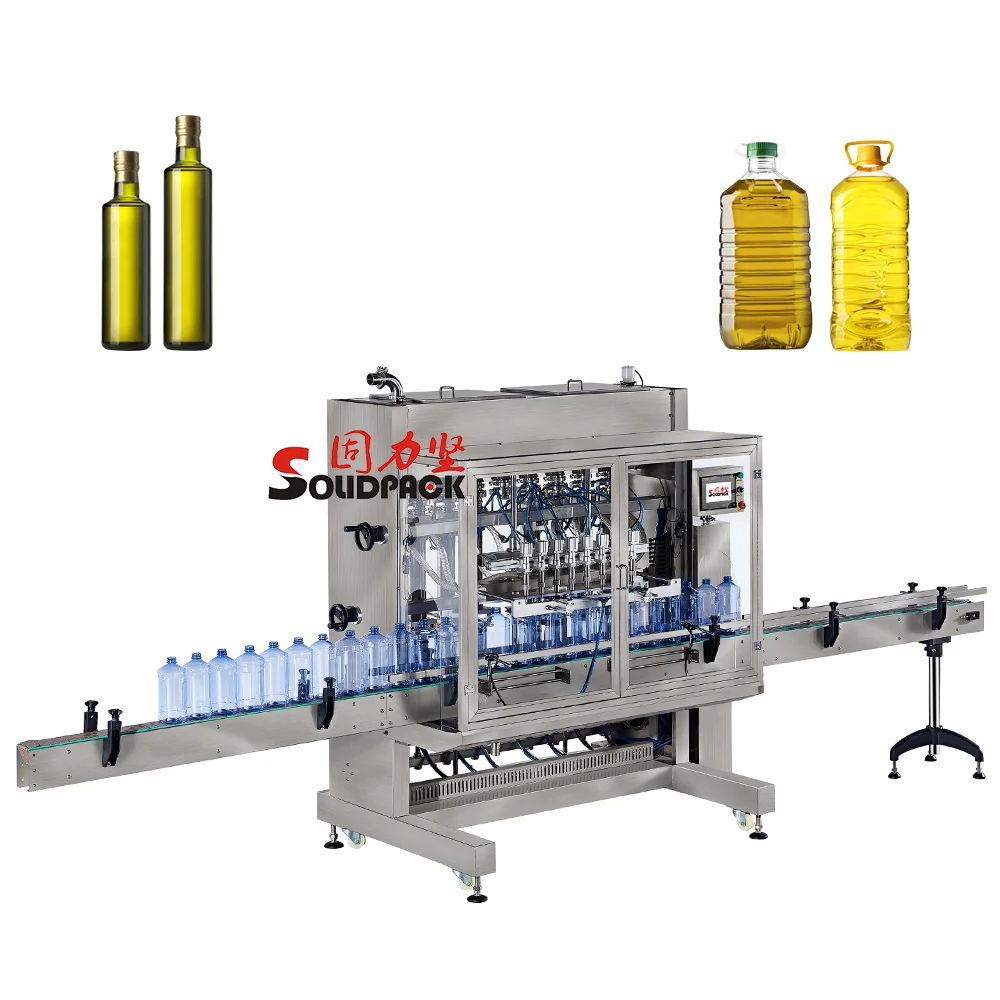 Solidpack 5l piston type cooking lube packing device automatic bottled oil filling line