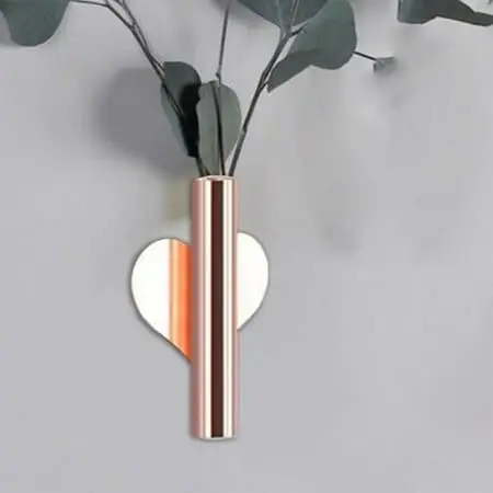 Wall Decor Sticker Metal Flower Vase & Faux Plants Hanging Planter Wall Mounted for Home Decoration and Gifting Purpose