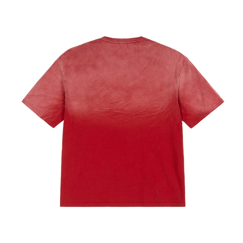 oem custom embroidery printed logo design washed cotton vintage distressed high quality sprayed monkey gradient faded t-shirt