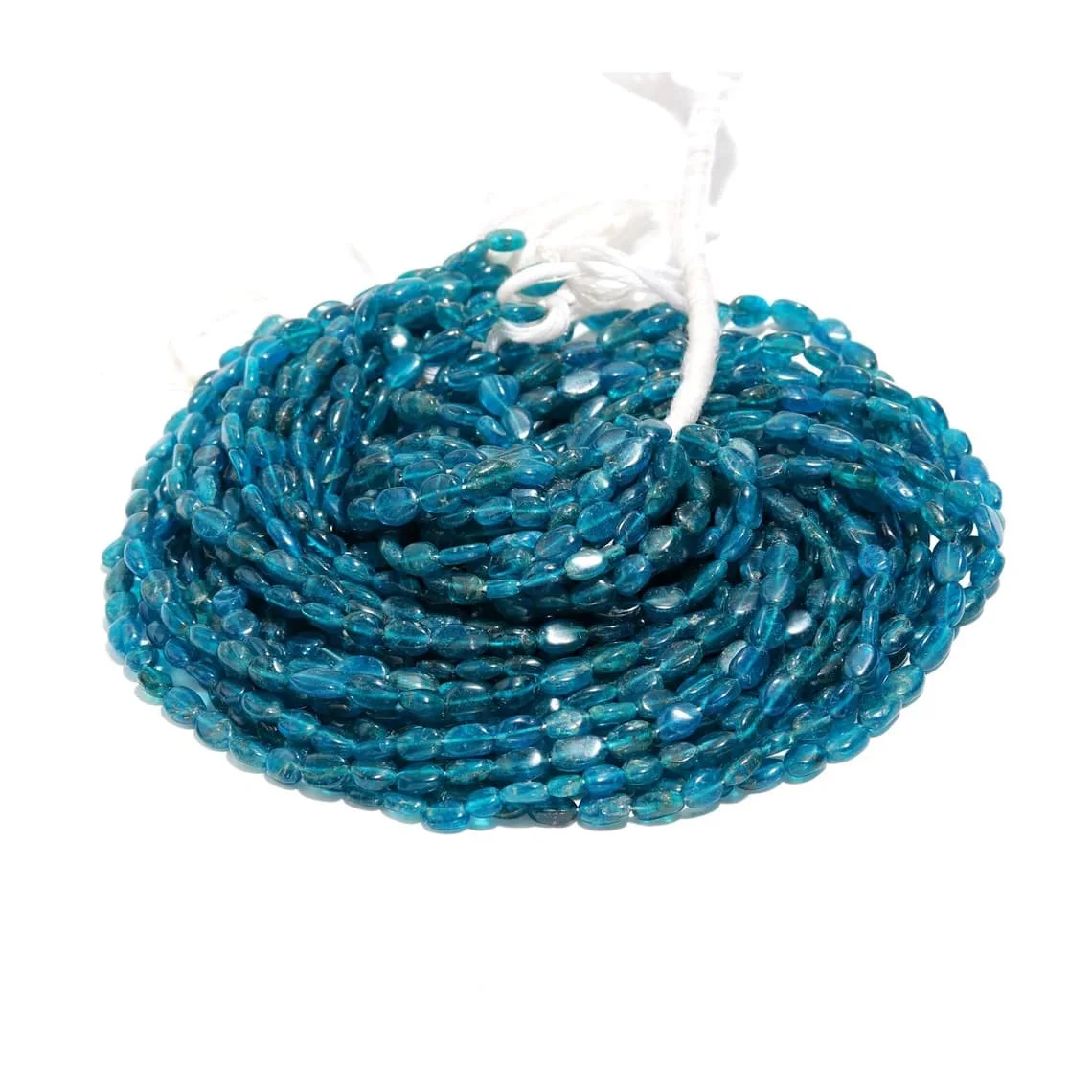 Natural Neon Apatite Smooth Oval Gemstone Beads for Jewelry Making Handmade 4-5mm Neon Apatite Healing Crystal Beads from India
