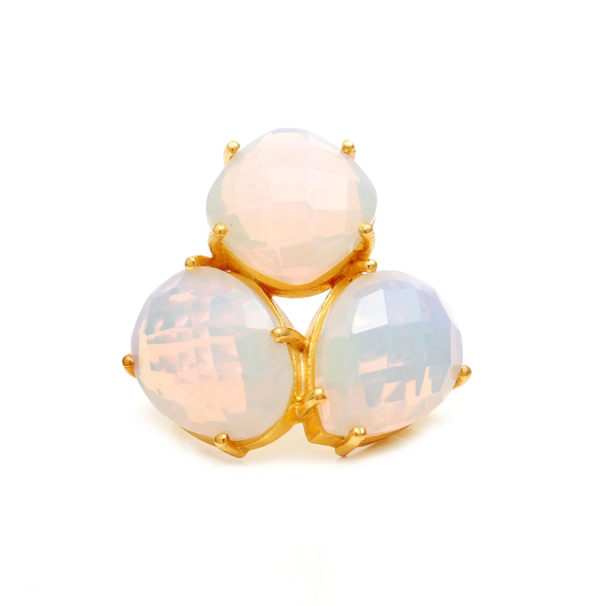 Lovely Style Natural Ethiopian Opal Gemstone Fine Jewelry Solid 925 Sterling Silver Gold Plated Birthstone Charm Ring Accessory