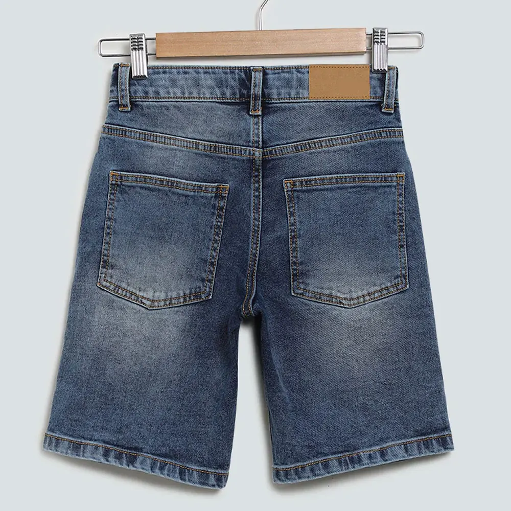 Custom Logo Shorts For Boys And Girls Kids Printed Ice Blue Denim Shorts Wholesale Baby Boys Denim Shorts Soft Solid Fabric