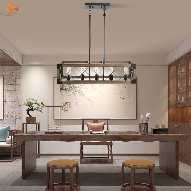 2022 Wholesale Hot Sale New Design creative personality simple Square chandelier dining room Nordic pendant lamp with Frame