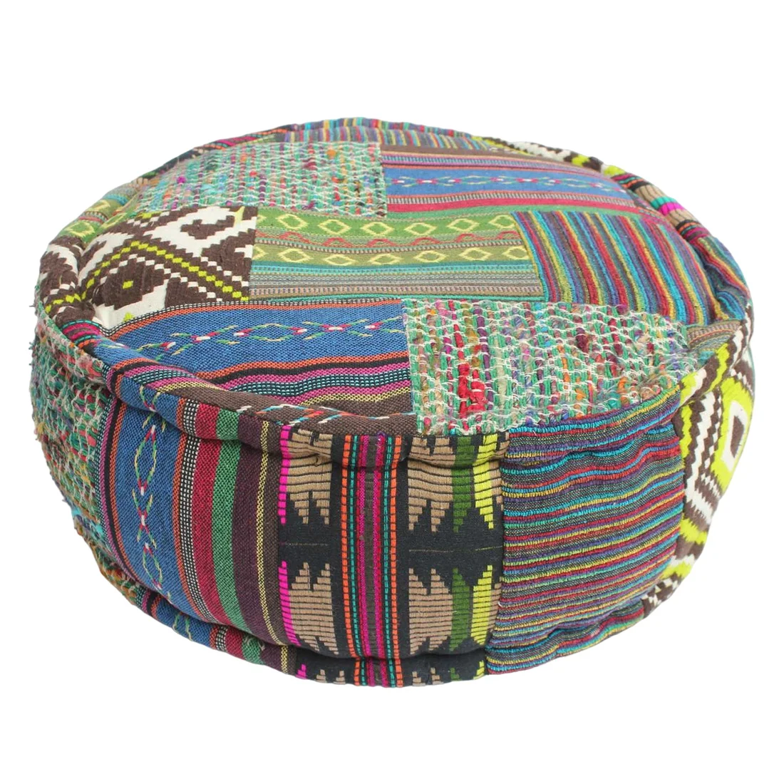 Hot selling round decorative ball pillow Handmade soft velvet woven patchwork pouf Cushion sofa for Home decoration multipurpose