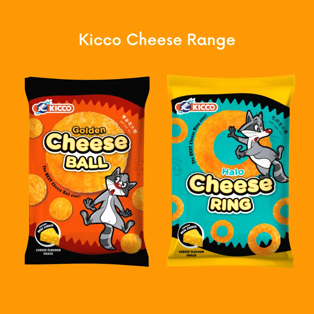 NEW Kicco Golden Cheese Ball Corn Snack with Real Cheddar Cheese Powder 14g & 60g Malaysia Products