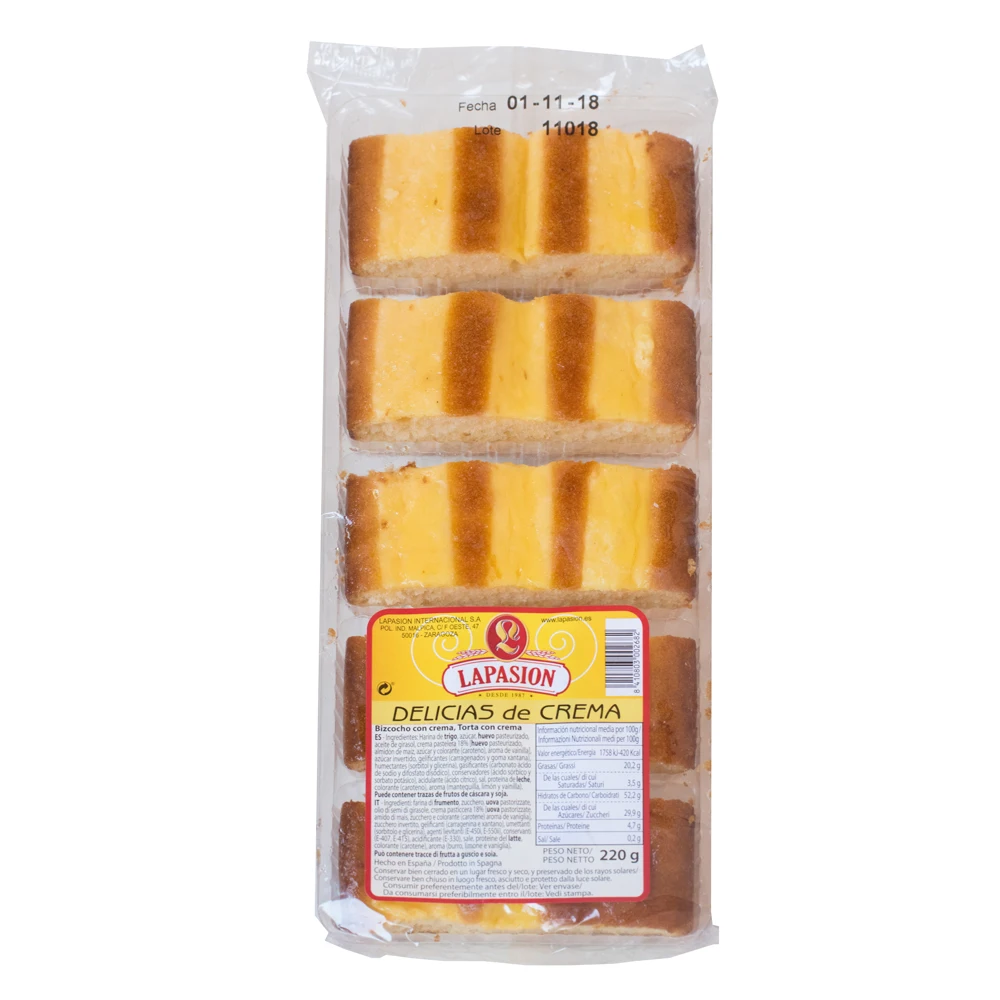 Лучшее предложение, 220 г, сочный торт прямоугольной формы с тремя линиями крема заварного крема для супермаркетов