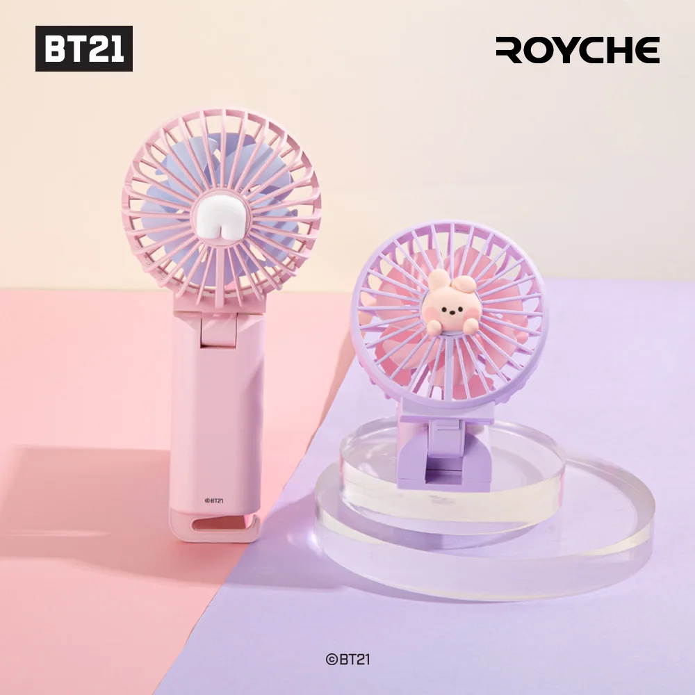 BT21 Portal Dual Blade Handy Fan Mini Table and Handheld Foldable USB Charging Fans