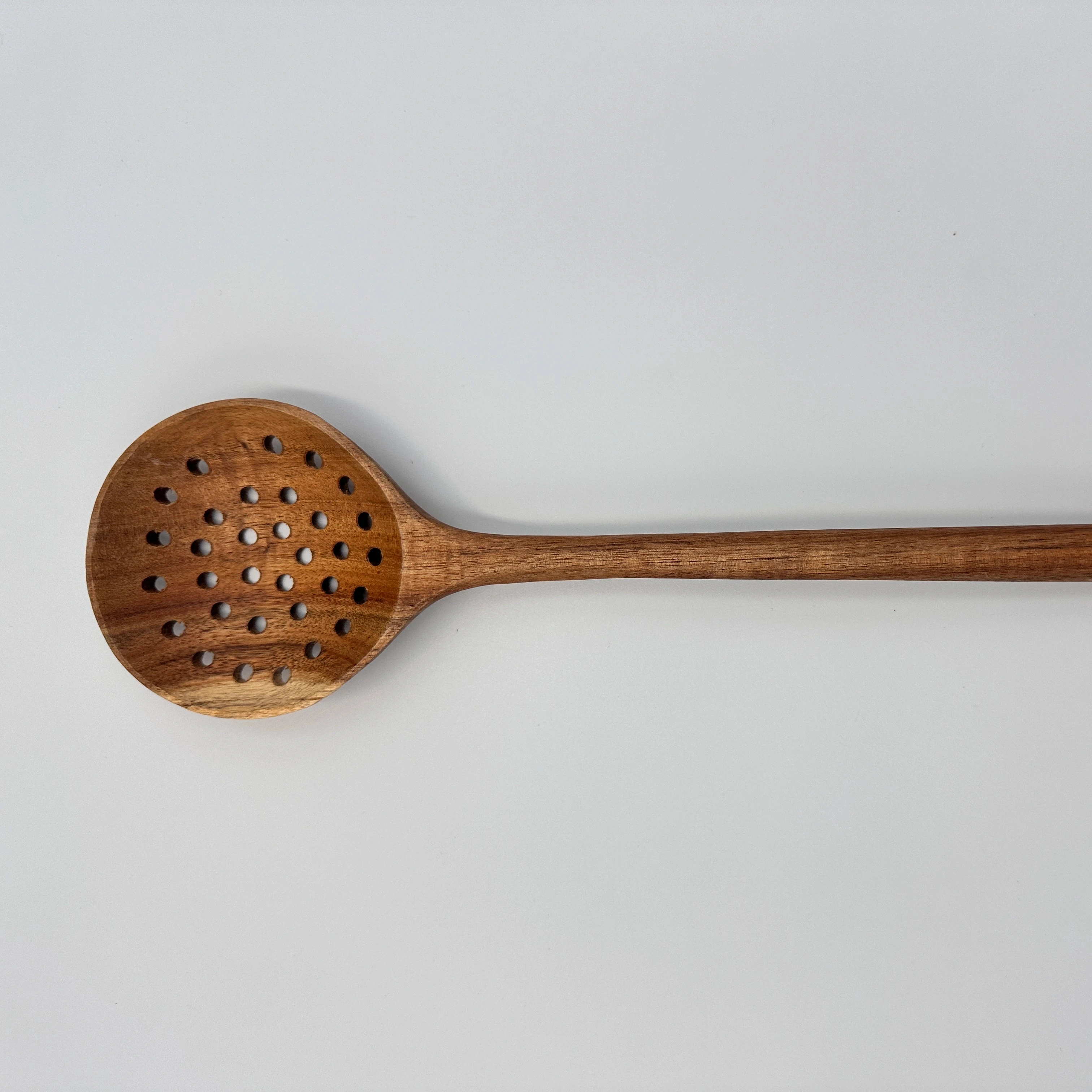 Handcrafted Eco-friendly Acacia Wood Spoon with Small Holes Luxury Hotel and Restaurant Cutlery Set for Home or Gift