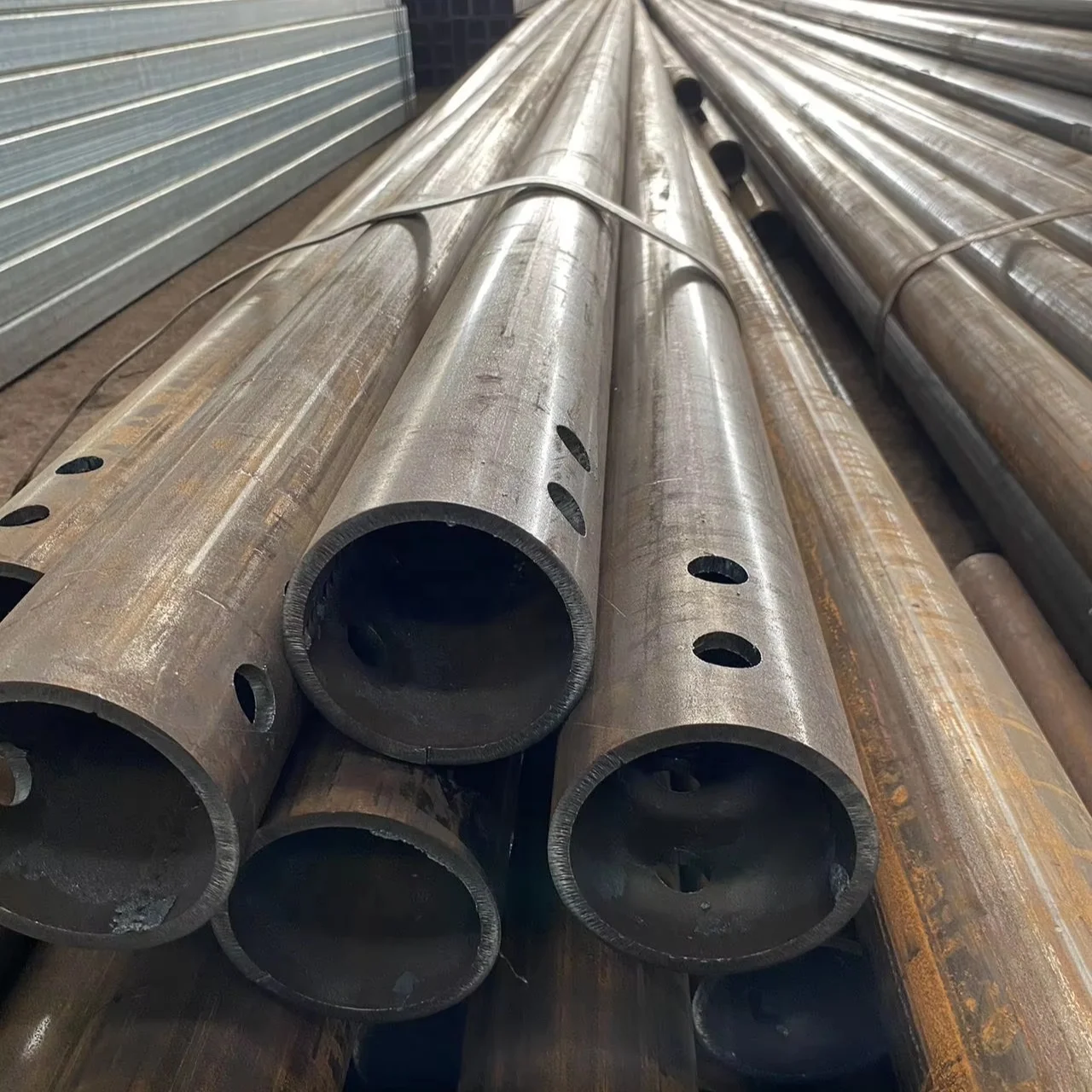 Hollow bar steel tube with hole perforated steel square round pipe welding and bending service