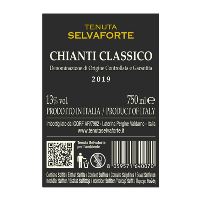 Высококачественный Итальянский винный бокал Chianti Classico DOCG флот красного вина 750 мл стеклянная бутылка для