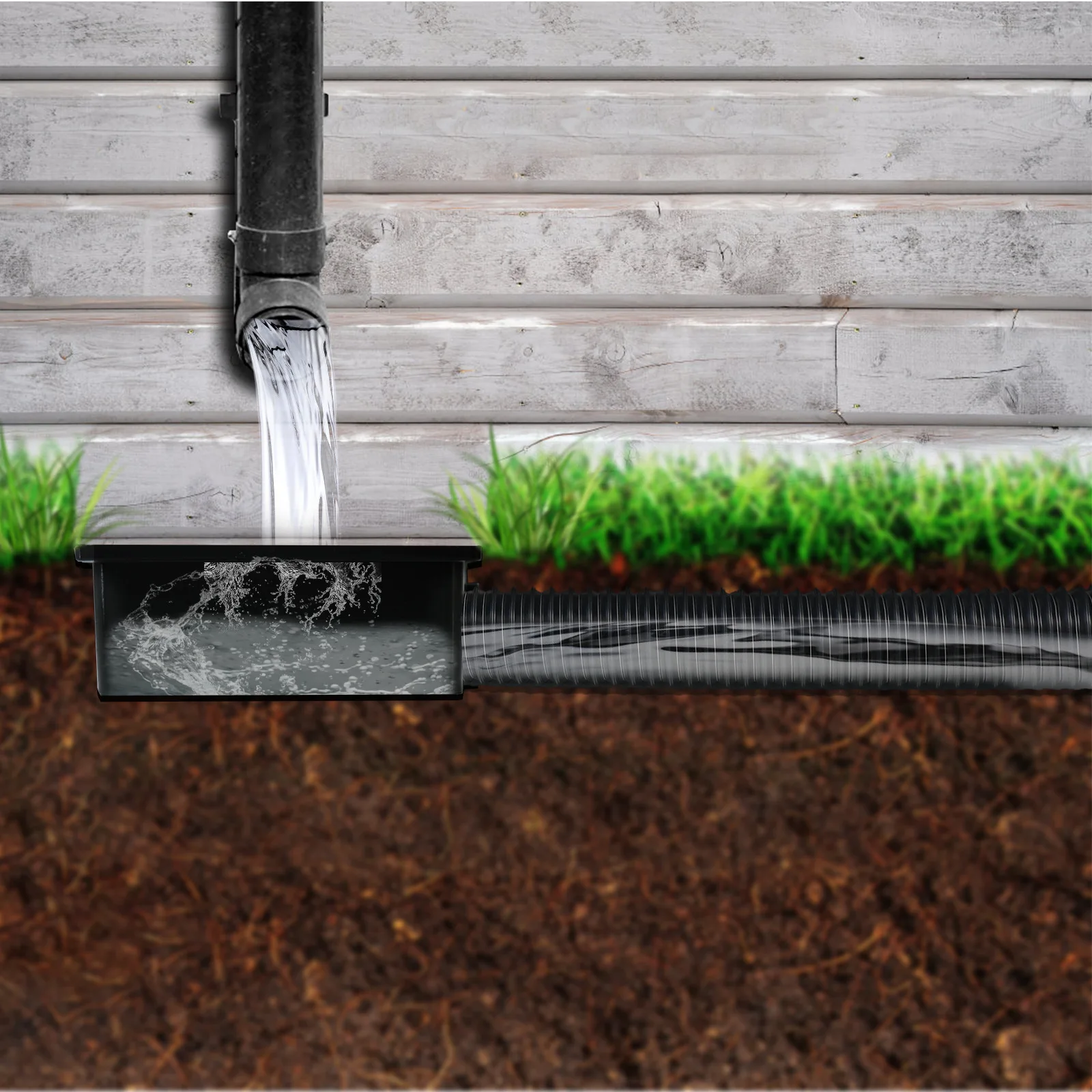 Upgraded Gutter Downspout Extension with Leak-Proof Splash Block No-Dig Garden Drain Adapter
