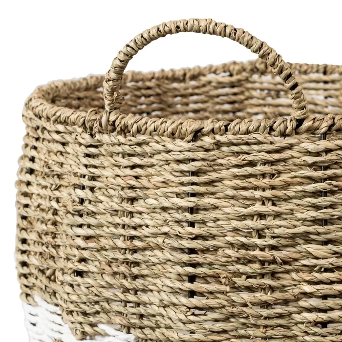 Latest Collection Wicker Seagrass Woven Baskets Vietnam Manufacturing Round Rattan Storage Laundry Hamper Baskets Liners