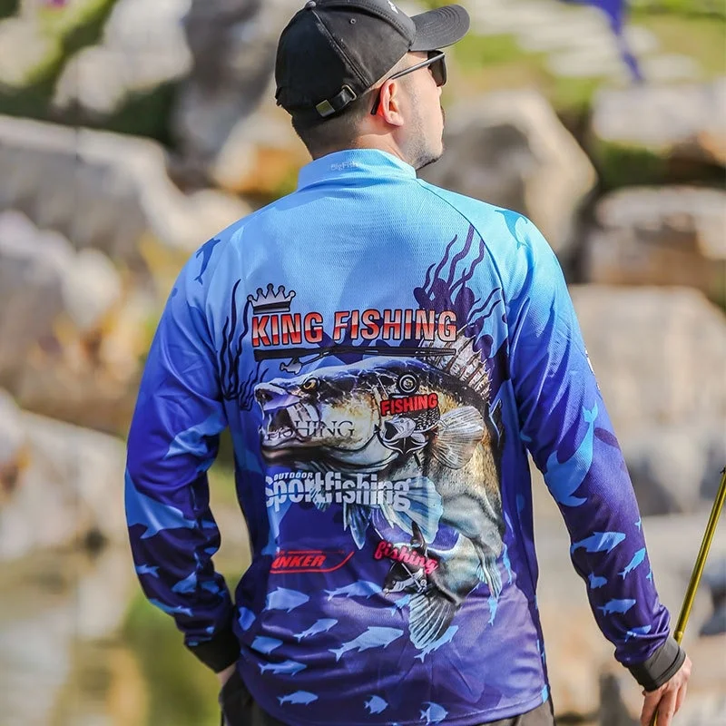 High quality 100% Polyester Long Sleeve Cheap Light Blue Marlin Sport Fishing Upf 50+ Long Sleeve Fishing Shirts
