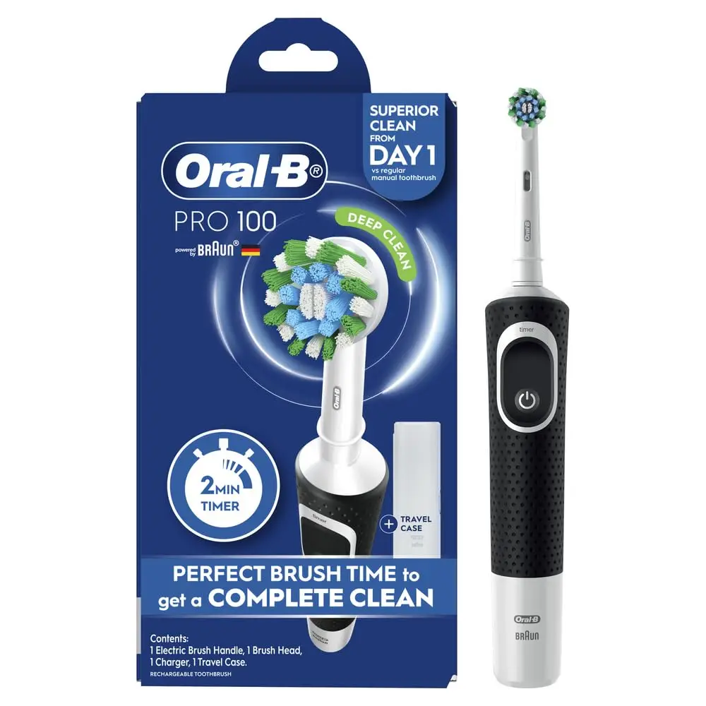 Oral B Pro 100 Crossaction Midnight Black Electric Toothbrush (Pro-100)