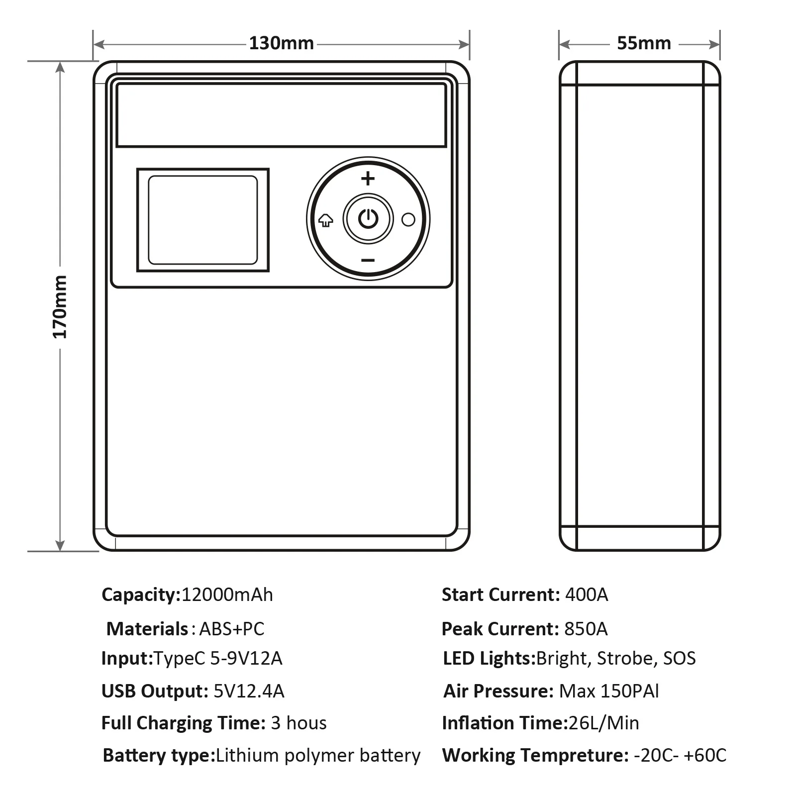 jumpstarter arrancador de coche portatil bateria power bank portable car battery charger jump starter with air compressor