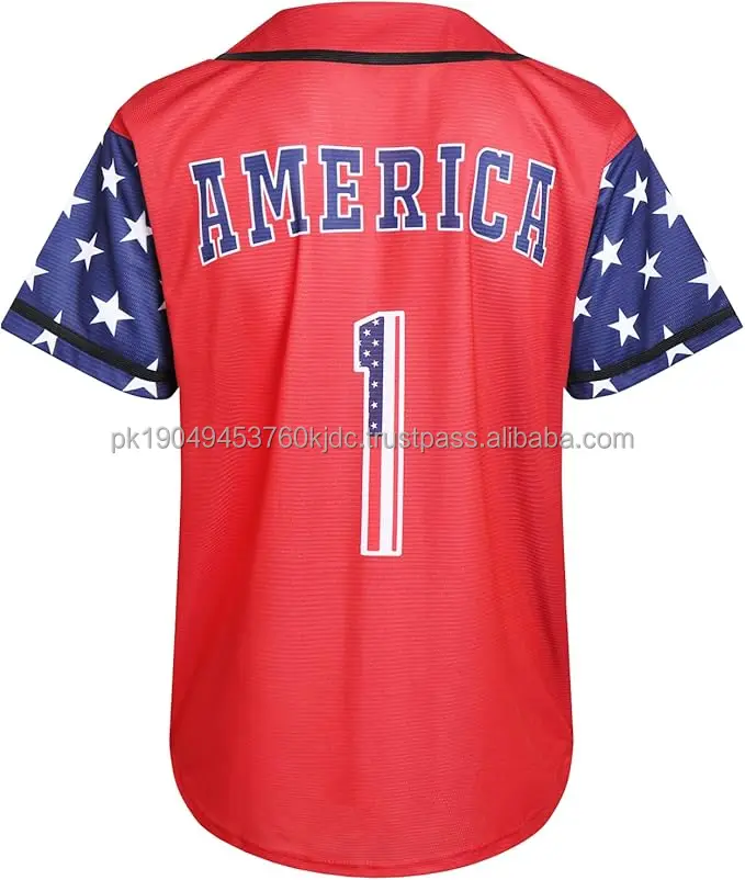 Adult American Flag Patriotic Baseball Jerseys Style Shirts for Men USA Eagle Outfits