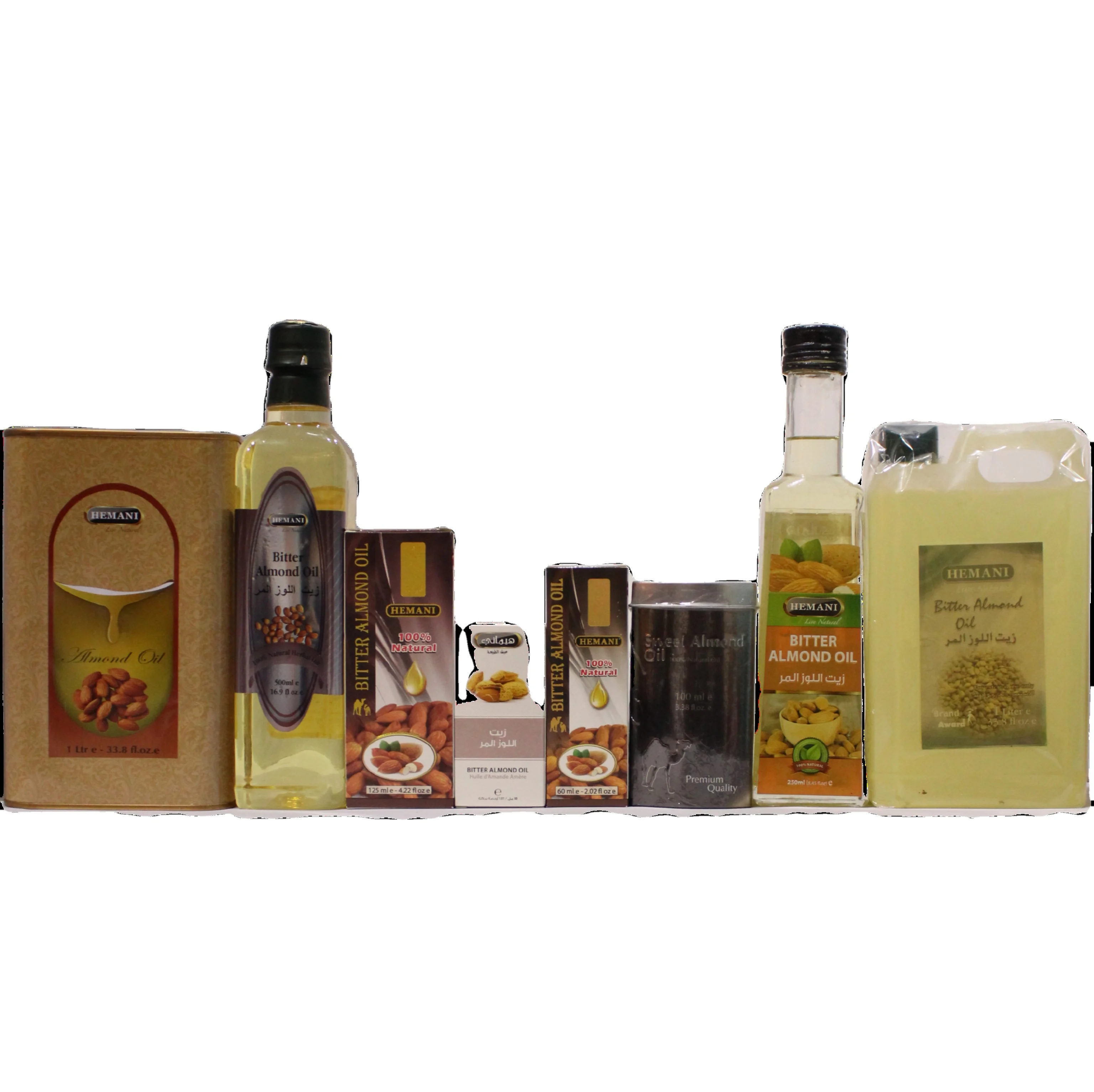 100% Pure & Organic Cold Pressed Hemani BITTER ALMOND OIL, Hair Face Body Skin Cosmetics, Sizes - 30ml 100ml 500ml 1 Liter Bulk