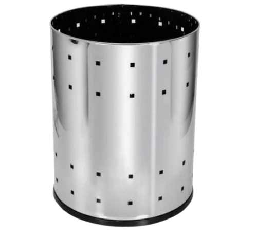 Metal Stainless Steel Dustbin Cylindrical Shape Modern Design Bin Handmade Dustbin For Home Indoor And Outdoor Use