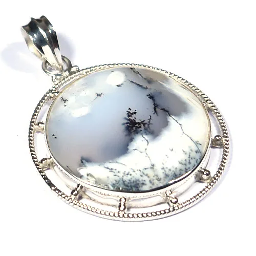 925 sterling silver pristine dendrite agate natural gemstone fashion Fine Jewelry Pendants & Charms pendant at reasonable rate