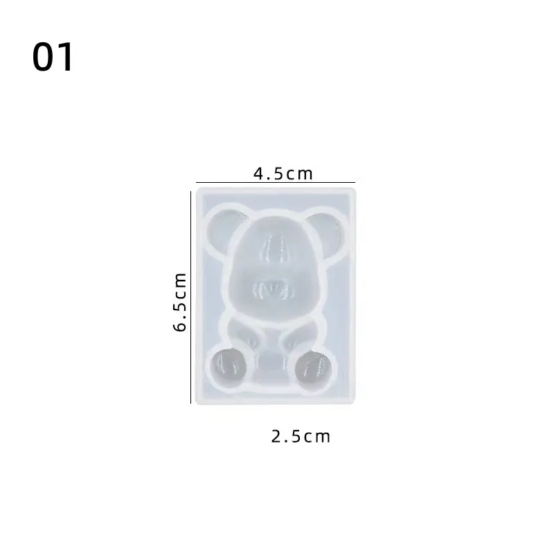 Teddy Bear Keychain Crystal Epoxy Resin Mold Keychain Resin Mold Pendant Silicone Mould Diy Crafts Jewelry Necklace Casting Tool