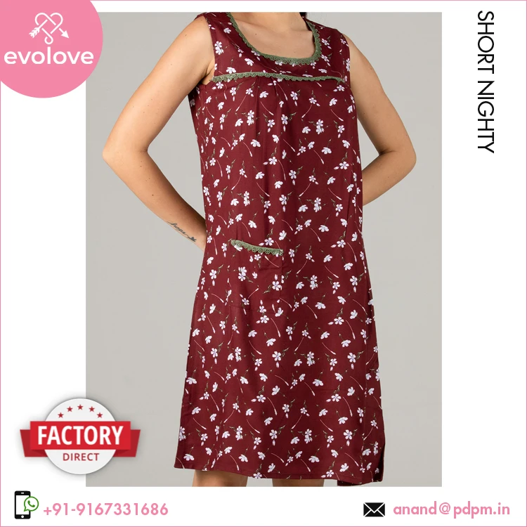 Wide Product Range of 100% Cotton Made Short Nighty Sleepwear Long T-shirt Nightshirt for Ladies for Bulk Buyers