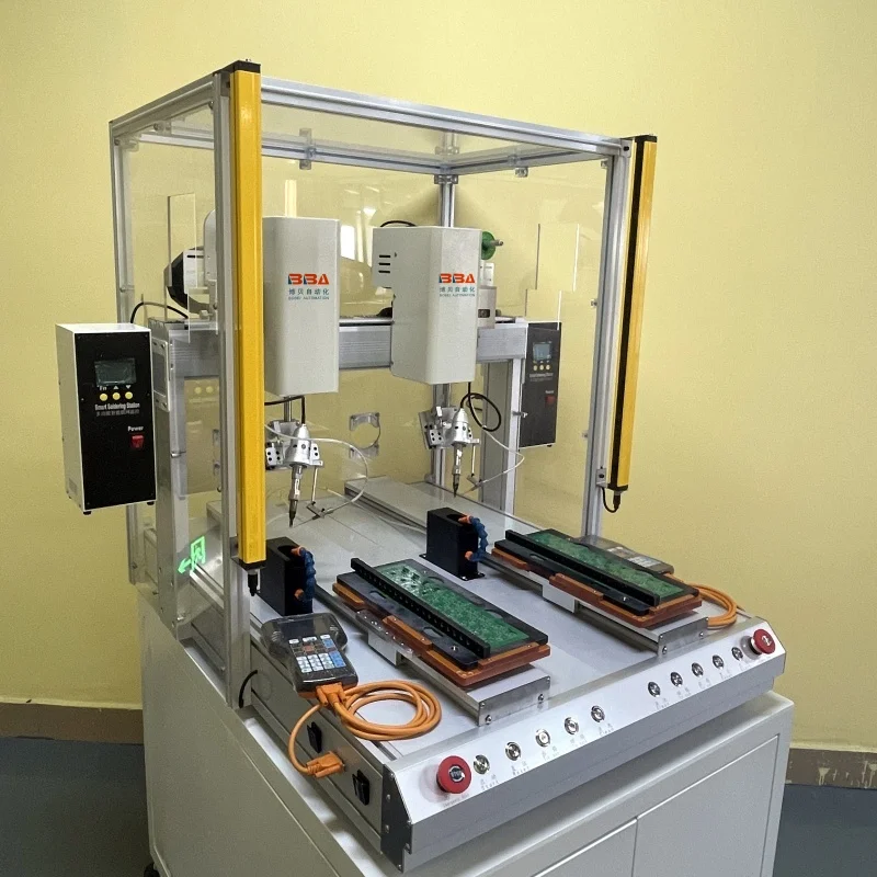 BBA Automatic Soldering equipment machine with Safety cover fume extractor tin soldering machine welding robot soldar machine