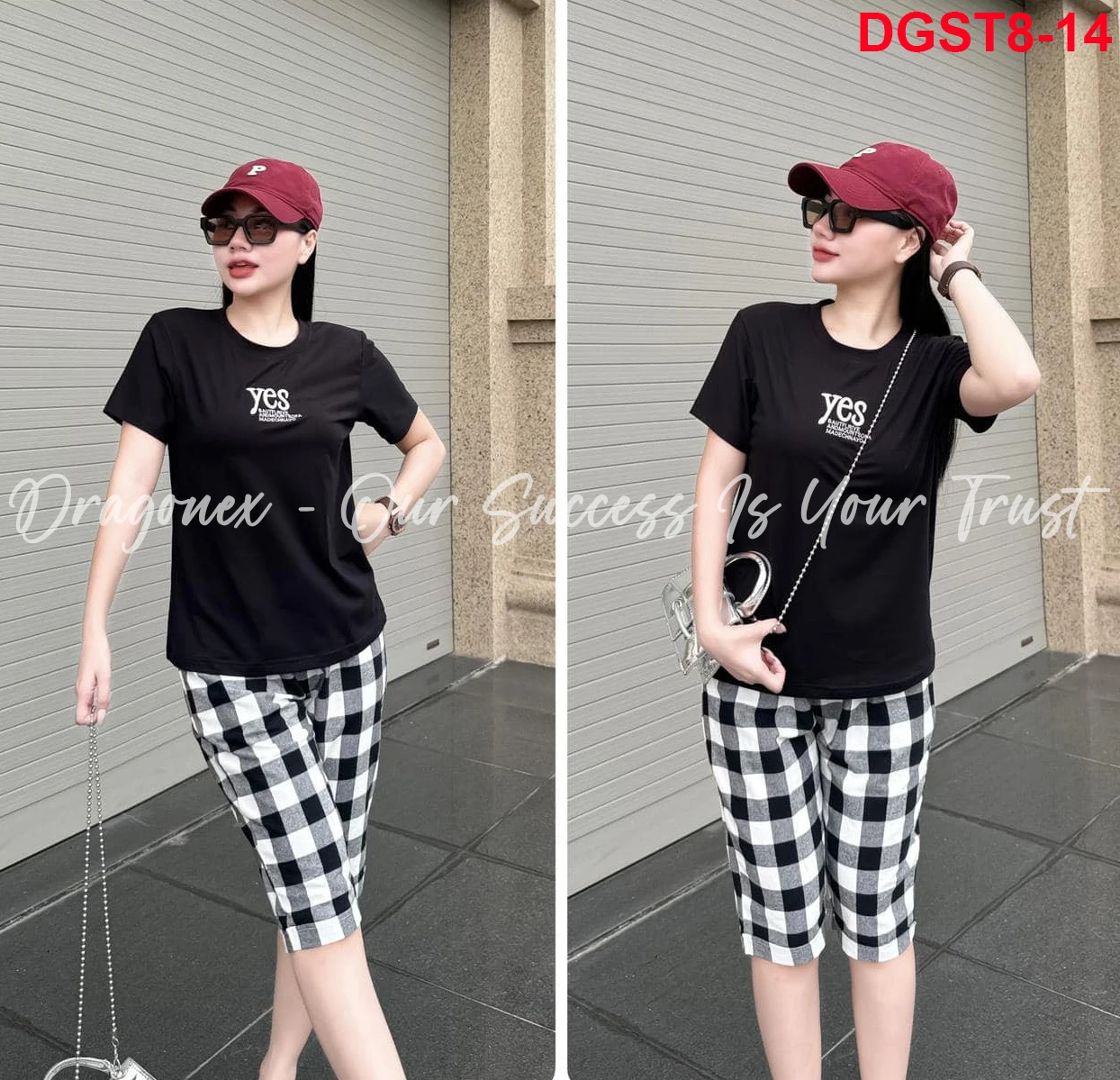 Set Of Clothes With 2 Types Of Pants To Choose From Short-sleeved T-shirt With The Word YES Printed In Smooth ST83 Cotton Fabric