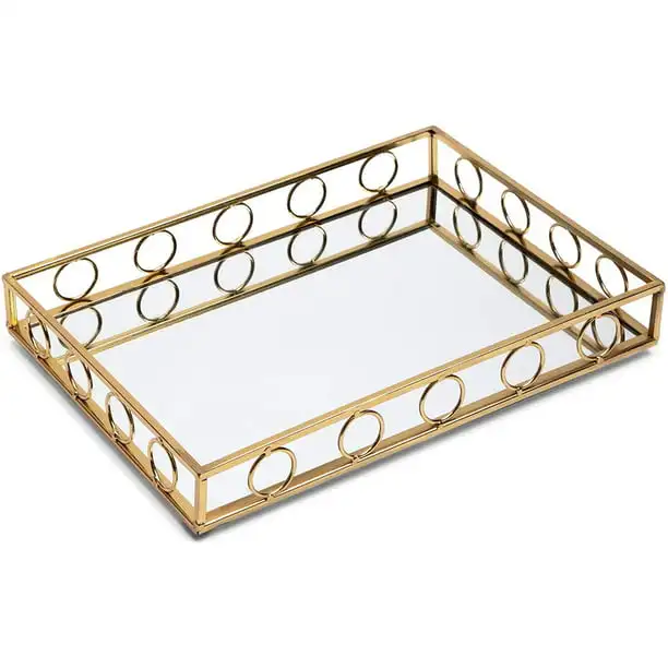 Hottest Sell Iron Metal Rectangular Shape Natural Finishing Food Serving Tray Home Hotel Restaurant Used Serveware Tray