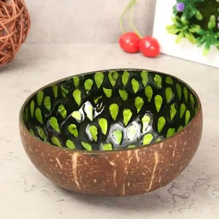 High quality Vietnam coconut shell bowl with lacquer finishing eggshell seashell clam oyster shell inlay