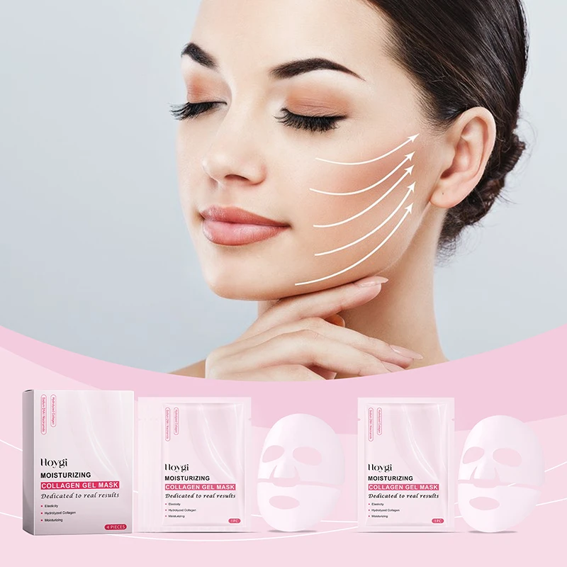 Ready-to-Sell Color Box Package 4 Pieces Pink Collagen Gel Mask