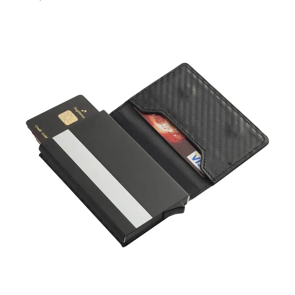 Custom Logo Slim Leather Card Holder Premium PU Leather Minimalist Wallet Credit Cardholder 2023