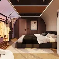 Lucidomes Customize  3x6M Glamping Star Capsule Dome Clear PC Geodesic Tent Outdoor Luxury Hotel Resort Dome with Bathroom