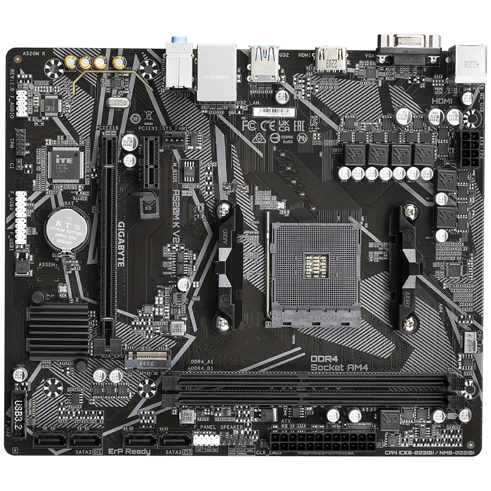 Brand new a520m k v2 giga byte Gaming AMD R 1st and 2nd Gen AM4 Support Crossfire MATX Motherboard