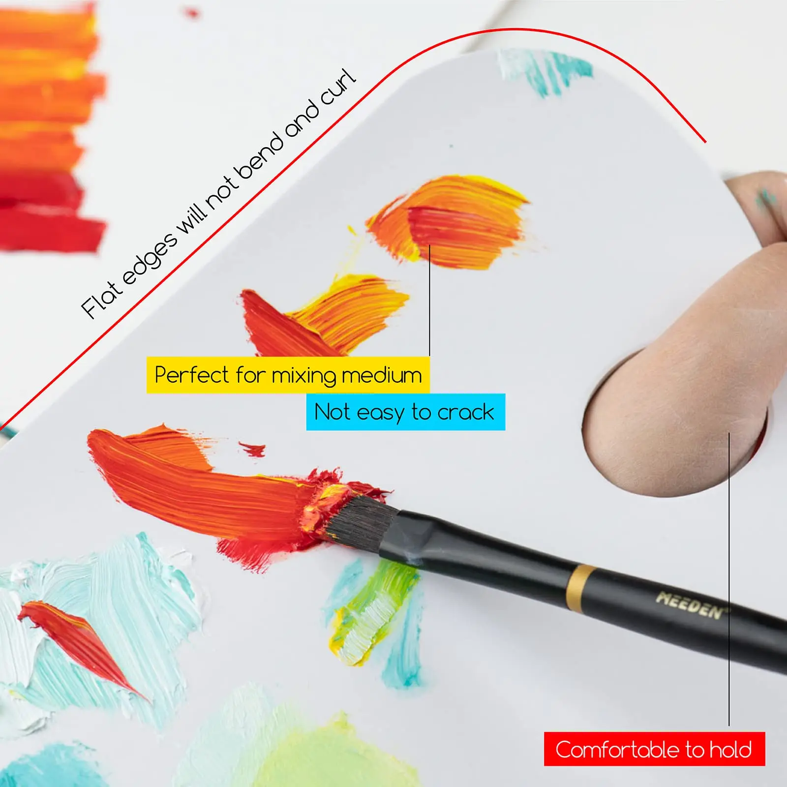 MEEDEN Disposable Palette Paper Pad 9x12 Inch 40 White Sheets 54 lb Glue-Bound Bleed-Proof Paint Palette with Thumb Hole