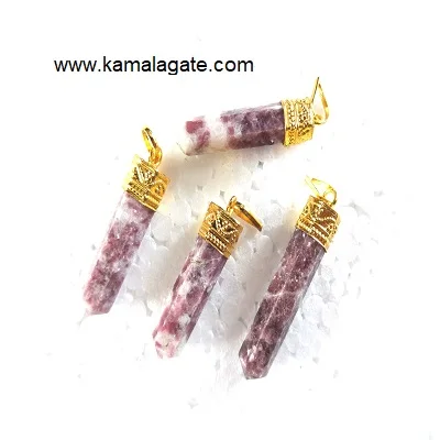 Unpolished Natural Crystal Quartz Rough Point Pendant Raw Metal Stone Jewelry with Plating Unique Crystal Pendant for Sale