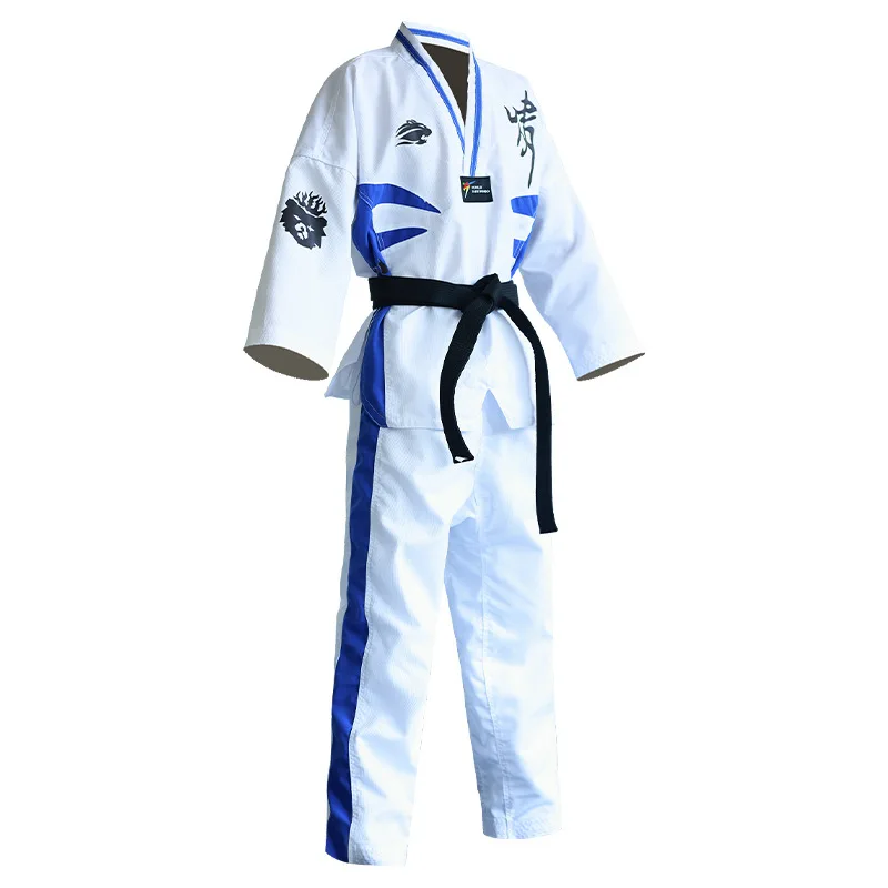 Custom Logo Embroidery Comfortable Competitive Taekwondo Black Uniform For Training Taekwondo Dobok TU-0008