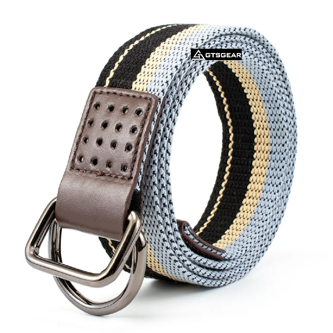 BL92 Double D Ring decorative Fashion belt for women men casual Alloy Buckle woven belt double ring buckle outdoor sports belt