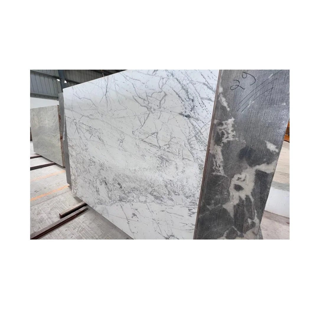 Hot Pick Luxury Modern Design Grainy White Marble Suitable for Wall and Floor Decoration from Indian Supplier